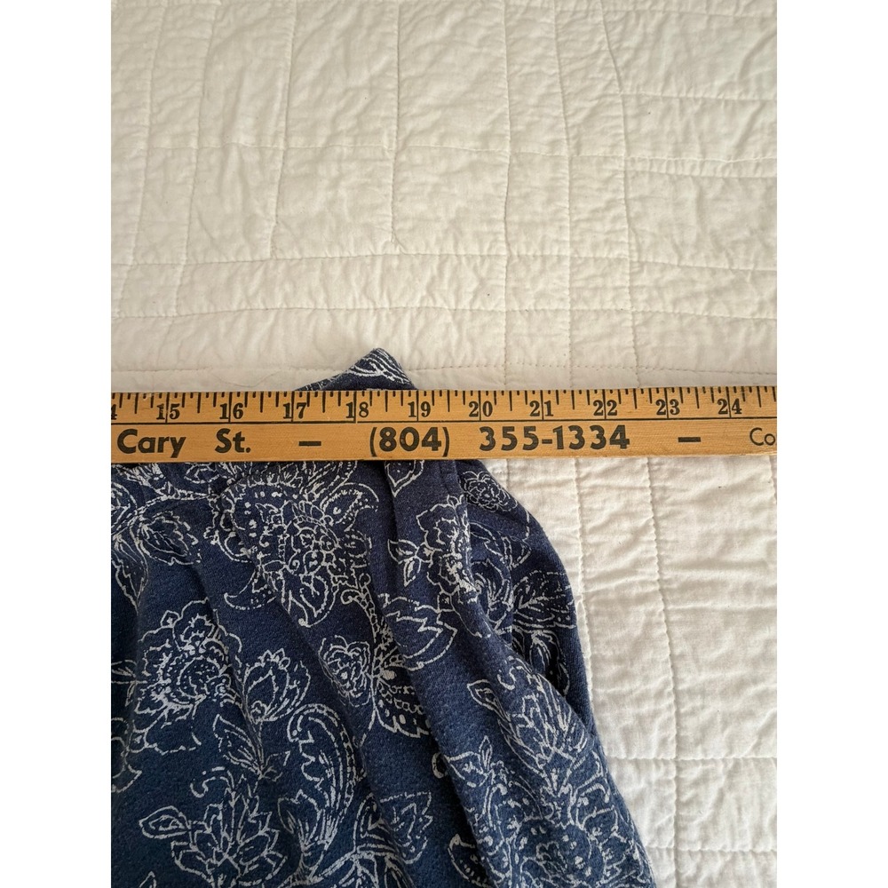 Denim & Co Navy Floral Pajama Pants 2X Blue White Wide Leg Lounge A294061 - Picture 4 of 9